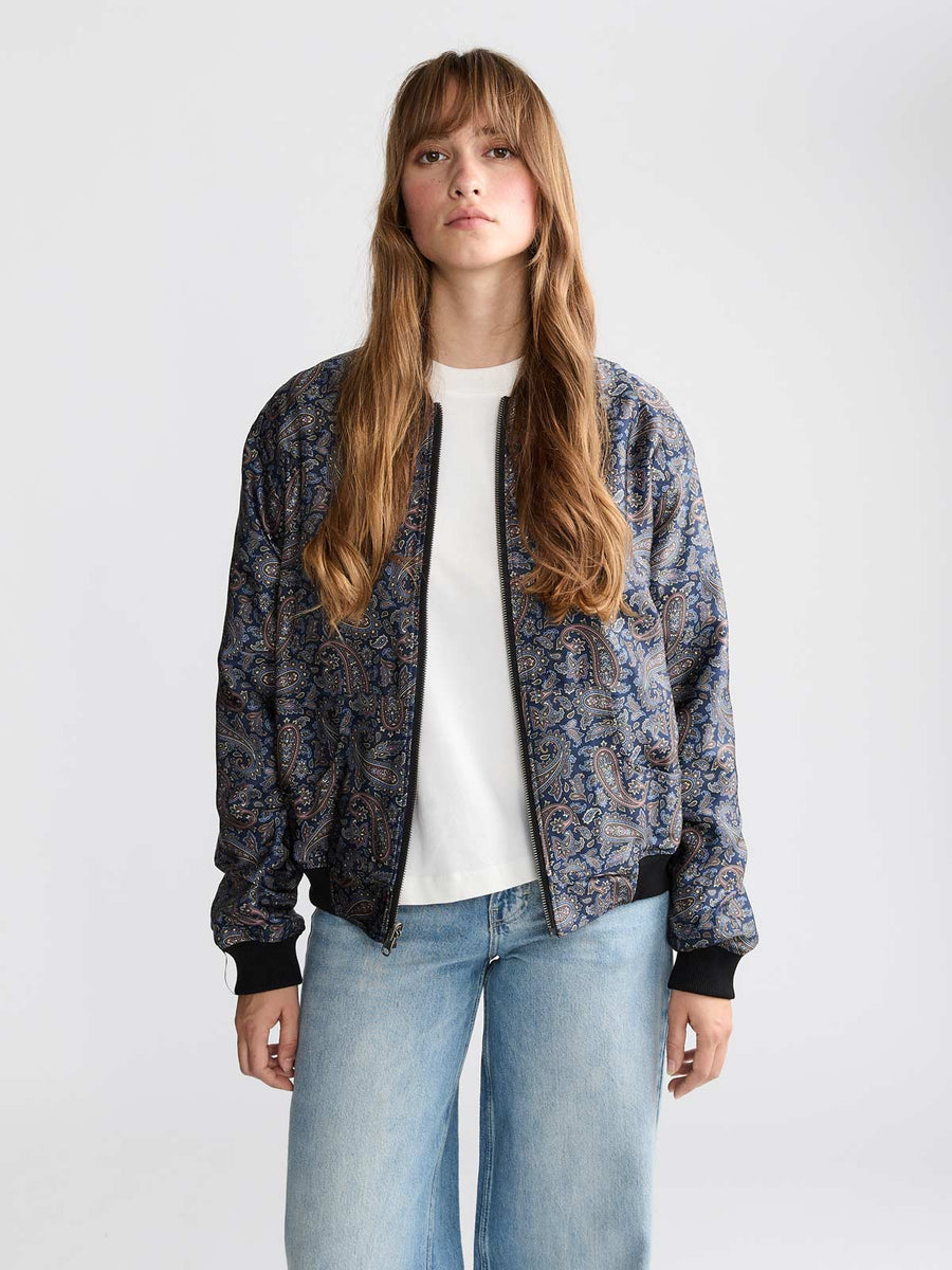 Elsa Reversible Bomber Jacket Paisley/Navy
