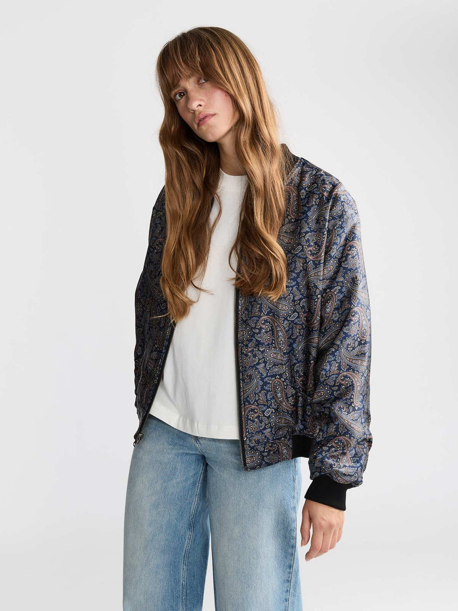Elsa Reversible Bomber Jacket Paisley/Navy