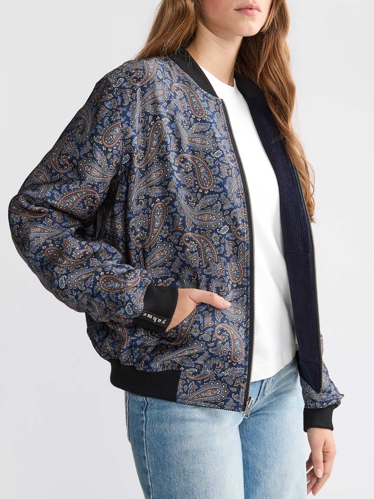 Elsa Reversible Bomber Jacket Paisley/Navy