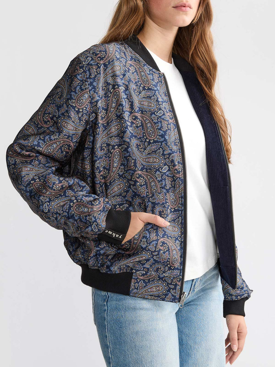 Elsa Reversible Bomber Jacket Paisley/Navy