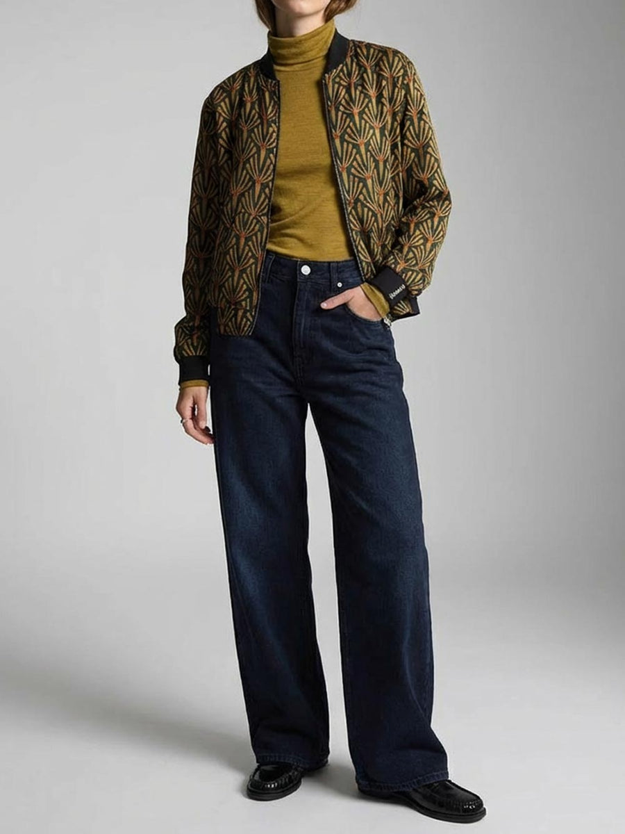 Ruth Reversible Bomber Jacket Artdeco/Black