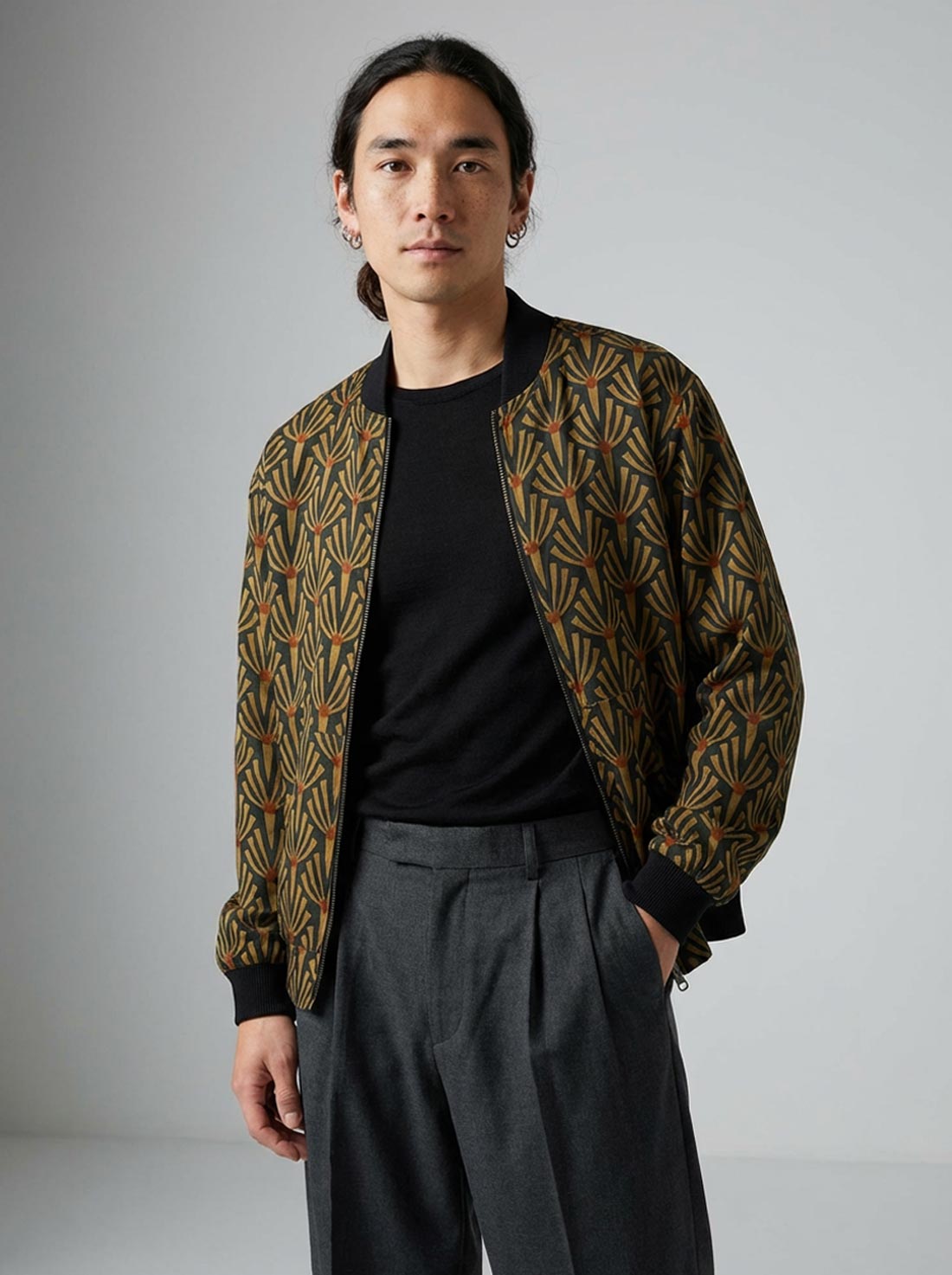 Laslo Reversible Bomber Jacket Artdeco/Black