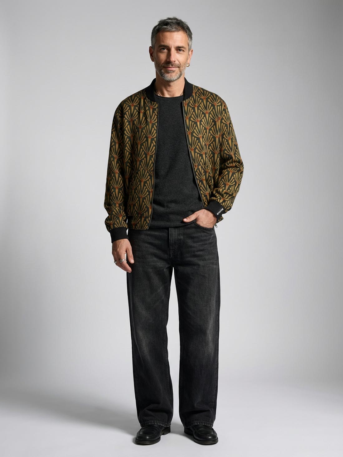 Laslo Reversible Bomber Jacket Artdeco/Black