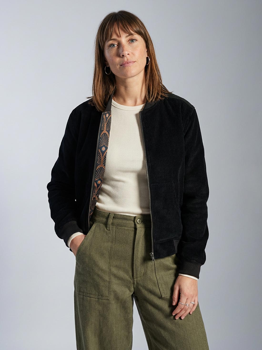 Elsa Reversible Bomber Jacket Metropolis/Black