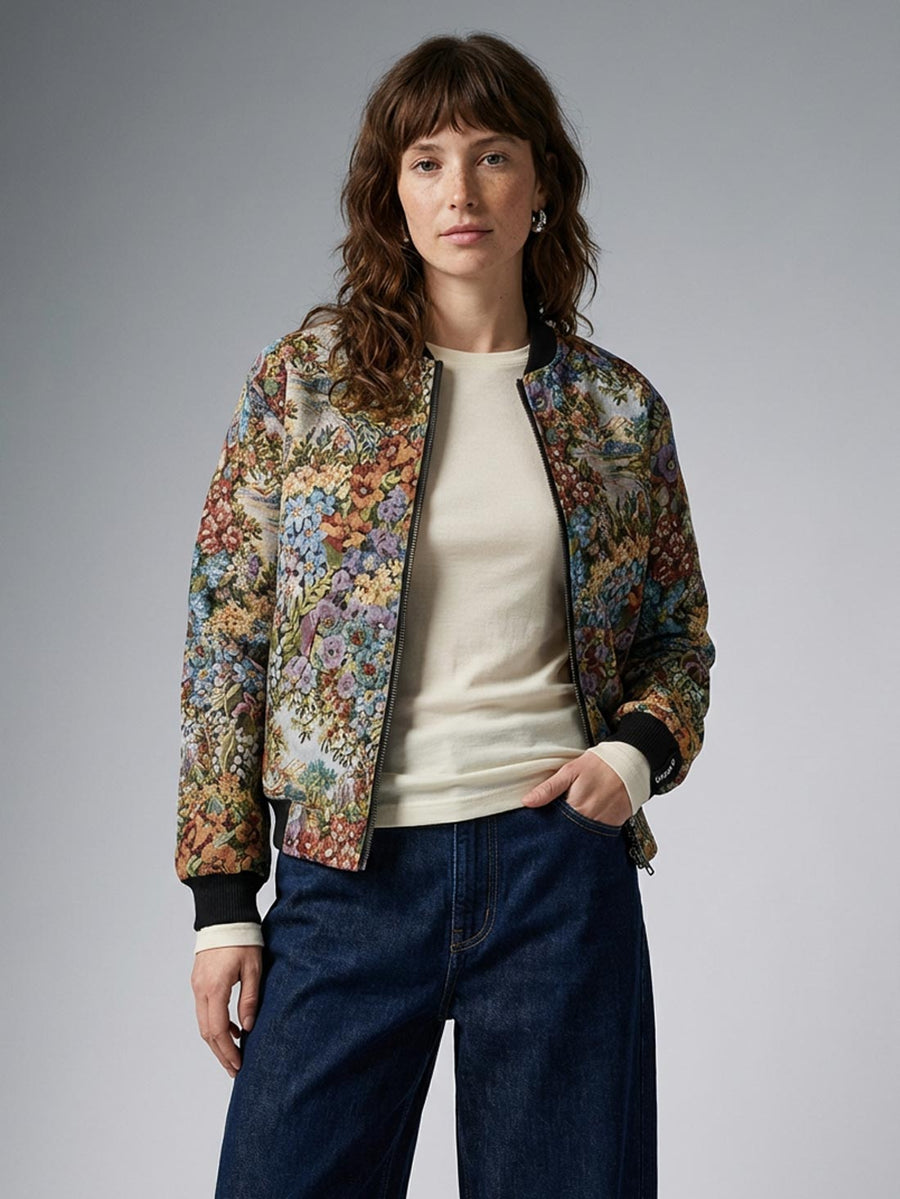 Berta Reversible Bomber Jacket Bouquet/Black