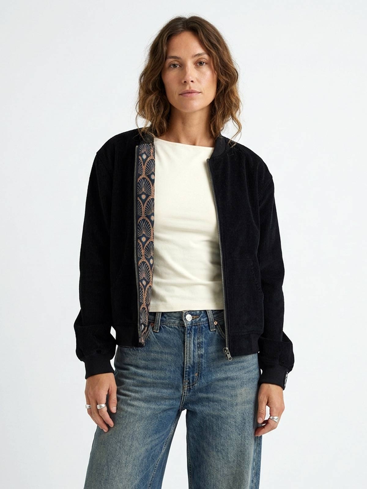 Elsa Reversible Bomber Jacket Metropolis/Black