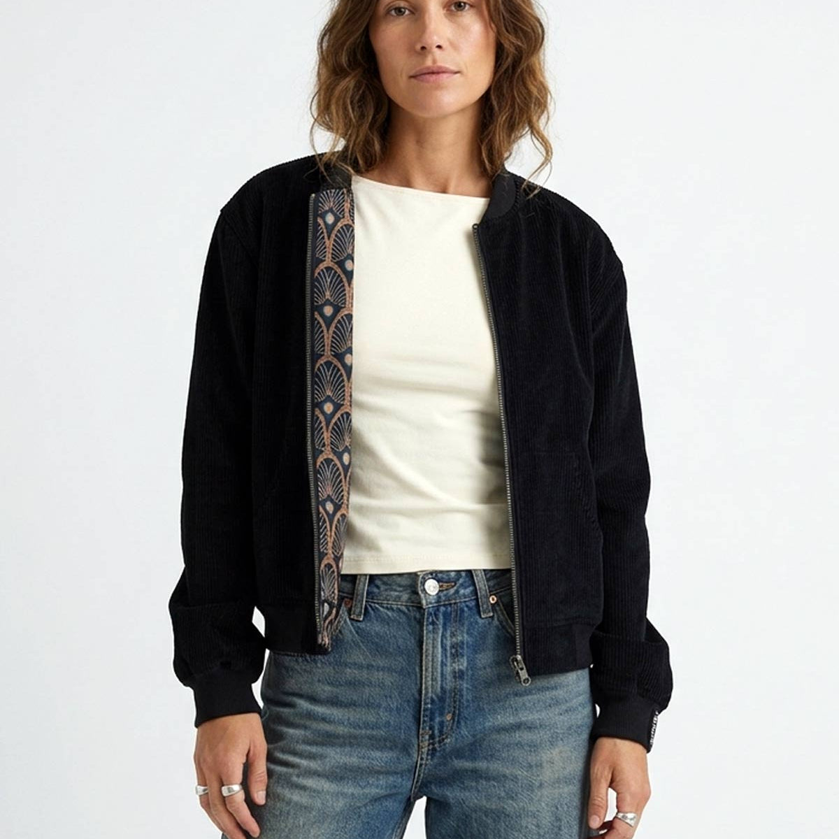 Elsa Reversible Bomber Jacket Metropolis/Black