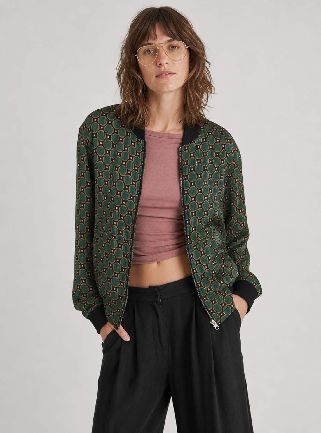 Ruth Reversible Bomber Jacket Emerald/Black