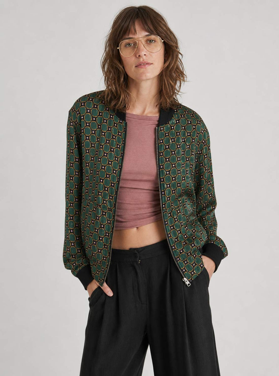 Ruth Reversible Bomber Jacket Emerald/Black