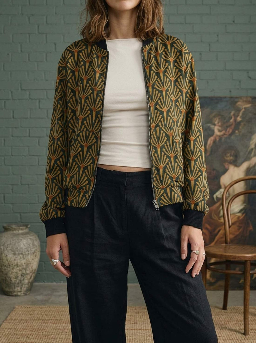 Ruth Reversible Bomber Jacket Artdeco/Black