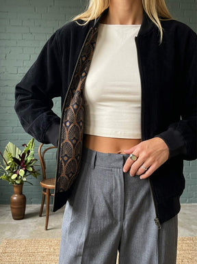 Elsa Reversible Bomber Jacket Metropolis/Black