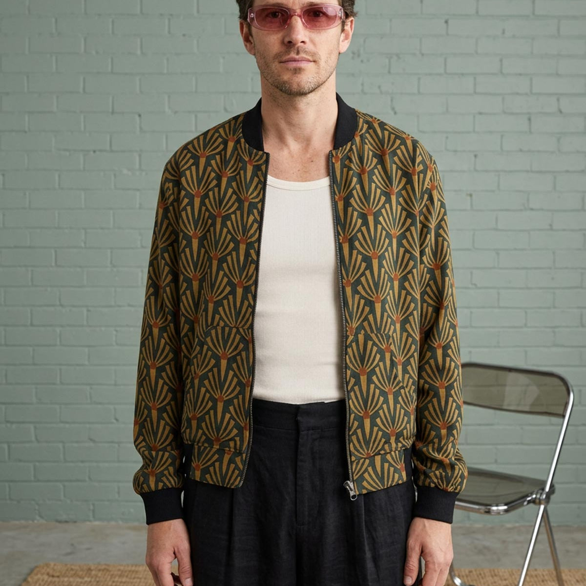 Laslo Reversible Bomber Jacket Artdeco/Black