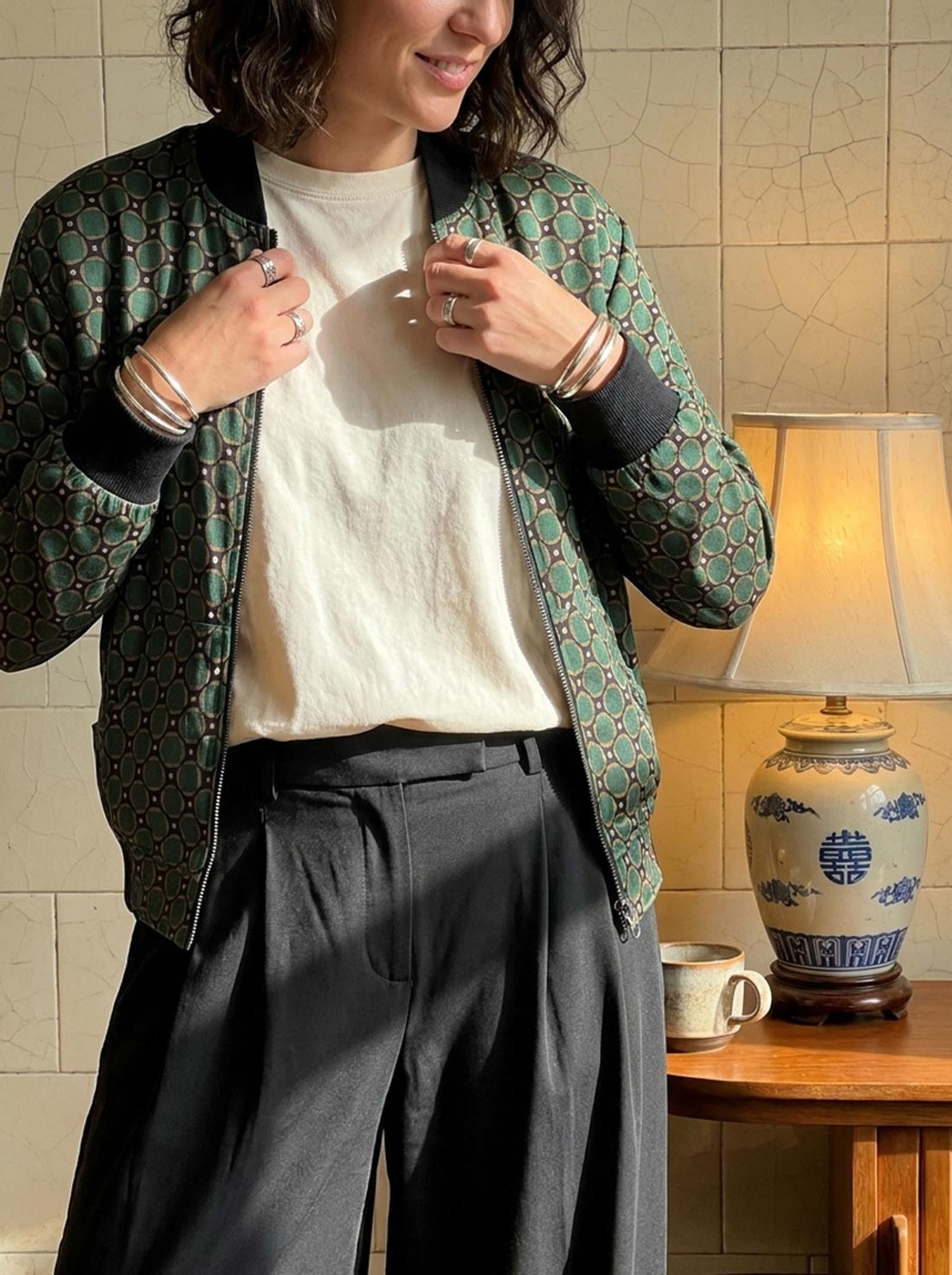 Ruth Reversible Bomber Jacket Emerald/Black