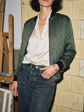 Ruth Reversible Bomber Jacket Emerald/Black