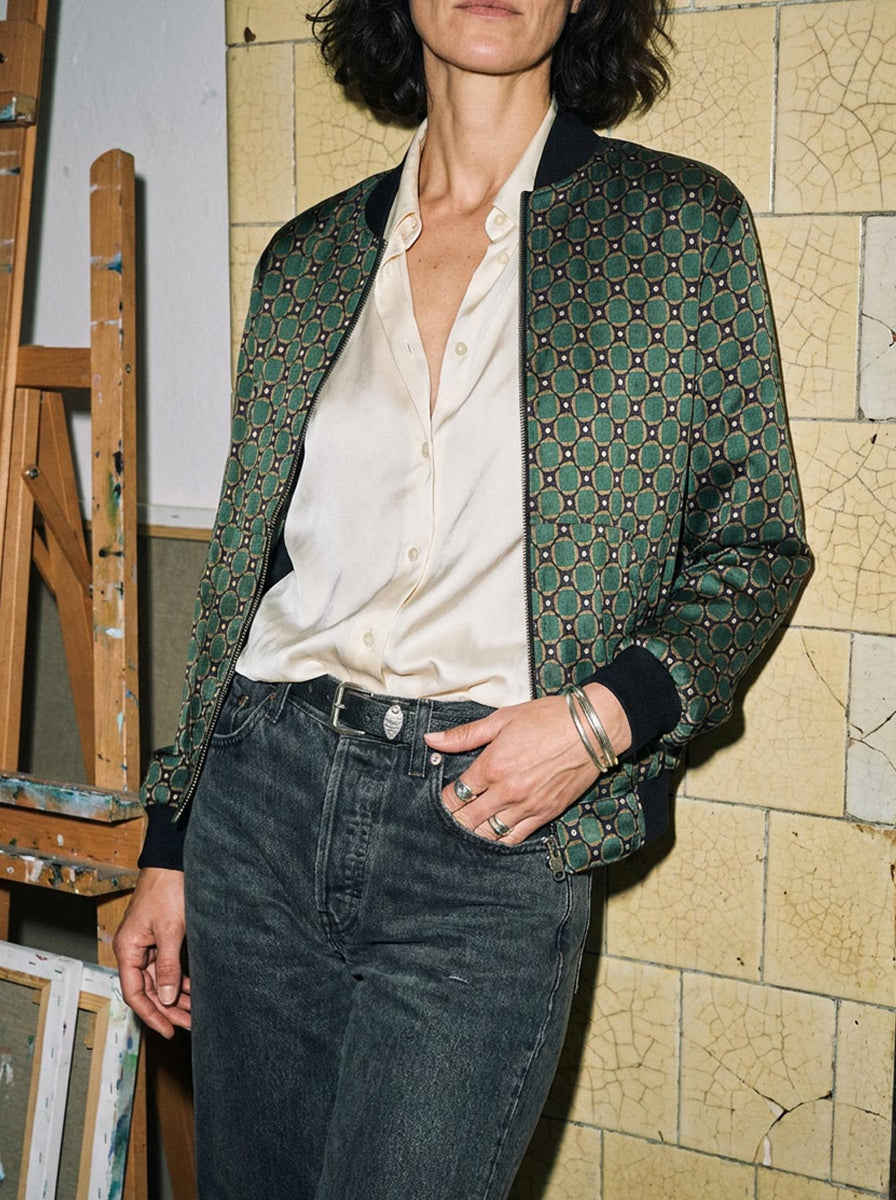 Ruth Reversible Bomber Jacket Emerald/Black