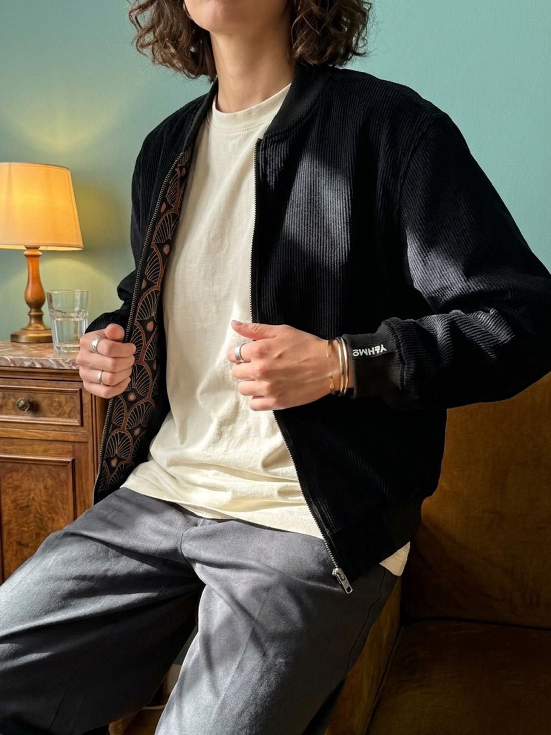Elsa Reversible Bomber Jacket Metropolis/Black