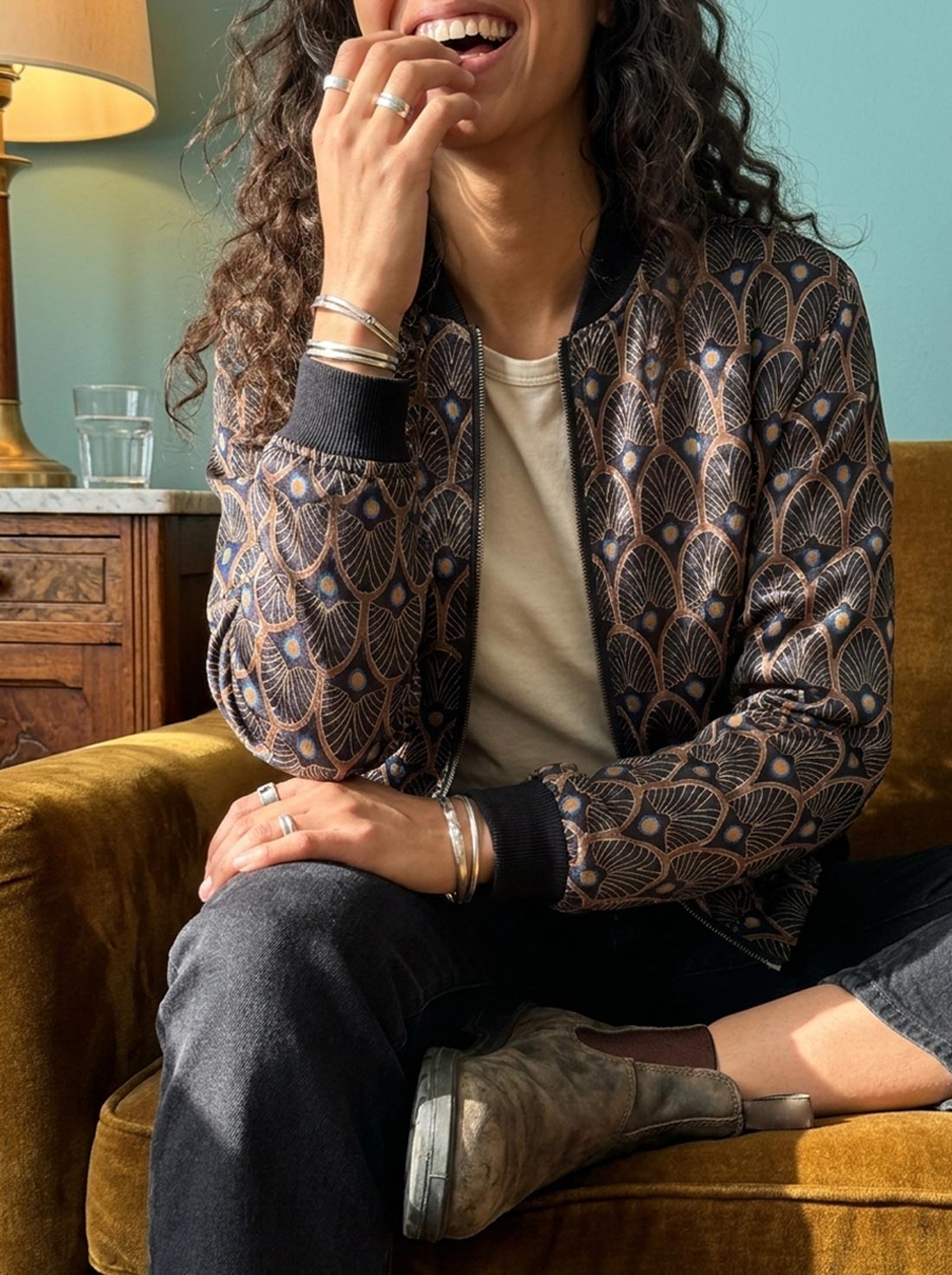 Elsa Reversible Bomber Jacket Metropolis/Black