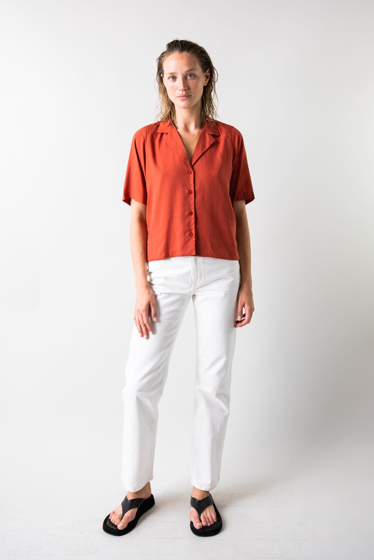 J. Jill Women's Dark Red Lux Tencel Terry Asymmetrical Shirt Top