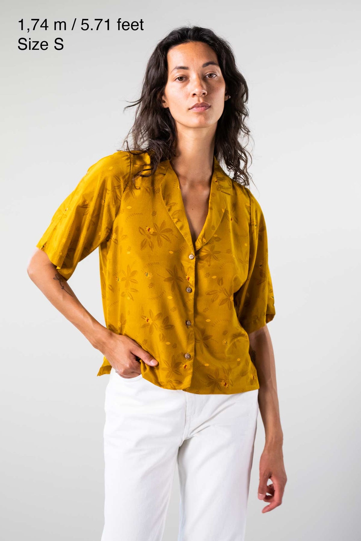 Upcycled Silk Bowling Shirt - S