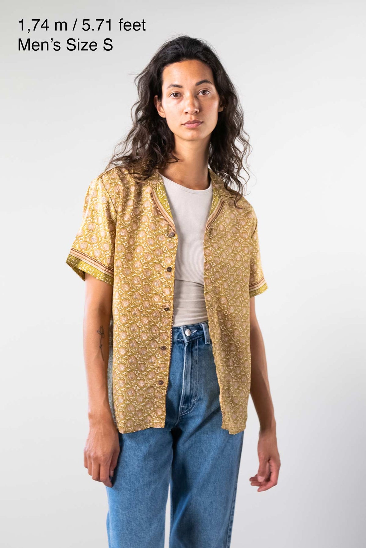 Upcycled Silk Bowling Shirt - S